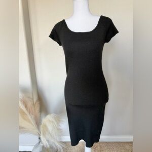 Oceanus - Elegant Basic Black Knit Dress